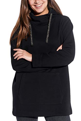 Vestino Sudadera Chaqueta con Capucha para Mujer de Gran Tamaño con Brillantes Negro S
