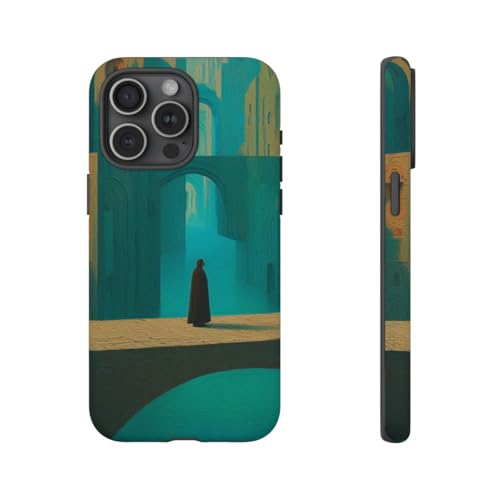 Coque rigide mate premium pour iPhone 15 Pro Max imprimé bleu surréaliste