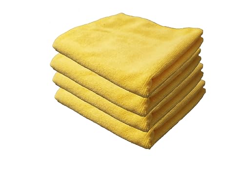 Paño Microfibra,bayeta, Limpieza hogar, Lavado Coche,4 Unidades,tamaño 40 x 40 cm. (Amarillo)