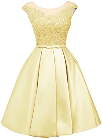 Short Homecoming Dresses Lace Floral Lace Up Prom Party Dresses for Wedding Yellow Size 2