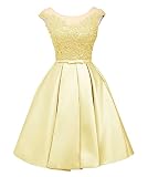 Short Homecoming Dresses Lace Floral Lace Up Prom Party Dresses for Wedding Yellow Size 2
