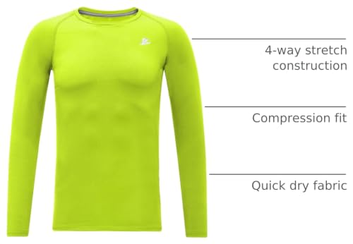 Image of DEVOROPA Youth Boys Compression Shirt Long /Short Sleeve Football Baseball Undershirt Quick Dry Kids Sports Baselayer Crewneck