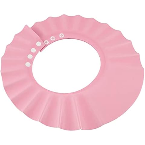 Hochste Baby Shower Hat Adjustable Kids Shampoo Bath Cap Wash Hair Waterproof Ear Shield Pink One Size Cover