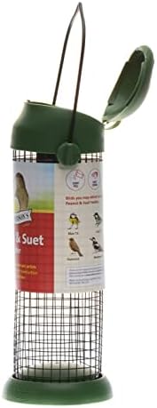 Walter Harrison's Wild Bird Flip Top Green Hanging Peanut Feeder,Black Green, Small - 22 cm