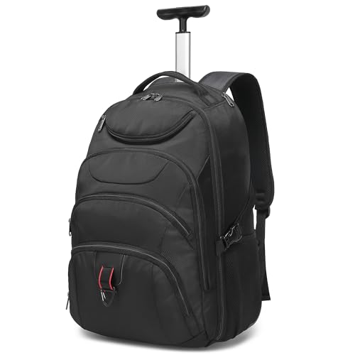 Boavan Rolling Backpack,17 inch Water Resistant Wheeled Backpack,Carry on Luggage Business Bag...