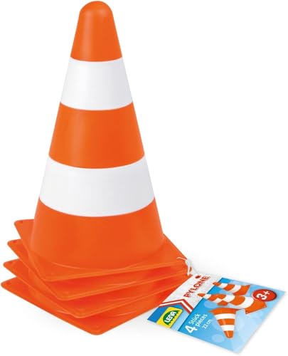 Lena 61249 Pylonen 4er Set, Verkehrshütchen Spielset mit 4 Pylonen,...