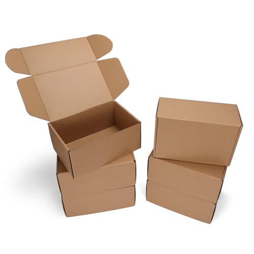 HORLIMER 23x15,2x10,2 cm Cajas de Carton con Tapa para Envios de Paquete, 6 Pack, Cajitas de Papel Kraft para Regalo o Embalaje, Marrón