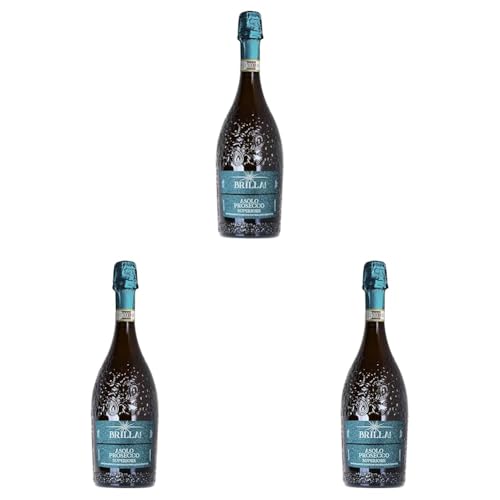 Brilla! Asolo Prosecco Superiore DOCG – Spumante Brut Italiano – Bottiglia 750 ml – 11% Vol – Fresco, Fruttato e Brillante (Confezione da 3)