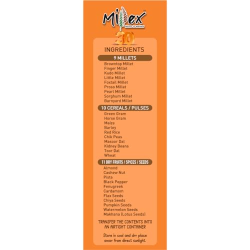 Millex Millet Healthy Mix 1kg | 30 Natural Nutrition Ingredients | Sprouted Cereals,Nuts, & Pulses |No Sugar Organic Multigrain Nutrition Drink | |Porridge Mix (Pack of 1)