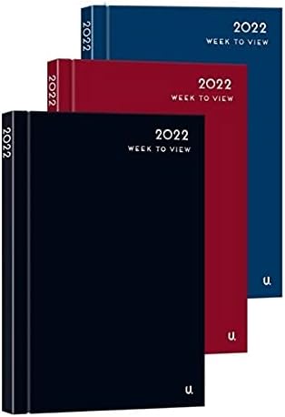 A5 Week to View Diary Classic 2022 Assorted Red, Blue and Black Diaries