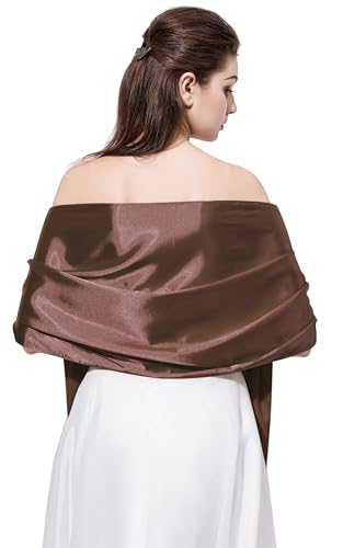 Brown Satin Scarf Long Scarf, head scarf,Wrap,chiffon scarves, Wrap Shawl, Plain Colors Shawl.(P8)