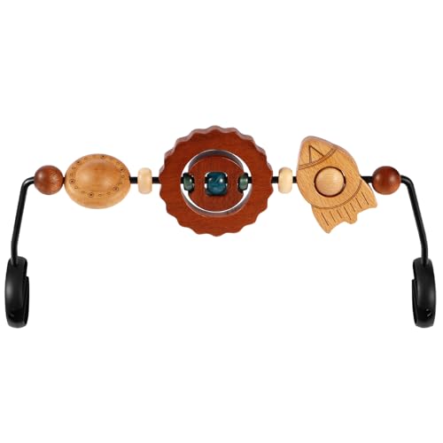Image of Baby Bouncer Toy Bar Compatible with Baby Bjorn Bouncer, with Wooden Toys in Flying Saucer, Spaceship, and Planet Shapes to Stimulate Baby's Curiosity and Desire to Explore