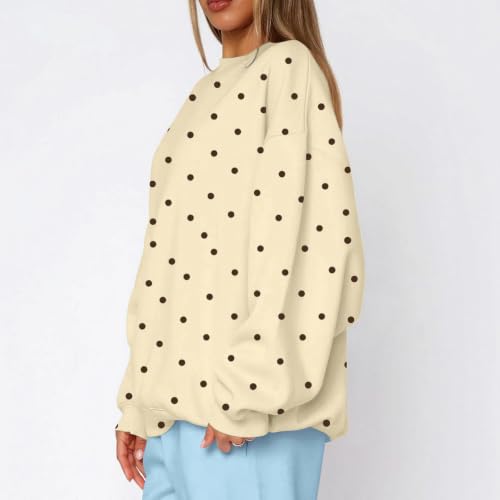 Polka Dot Sweatshirt Women Cute Oversized Crewneck Pullover Sweatshirts - image 5
