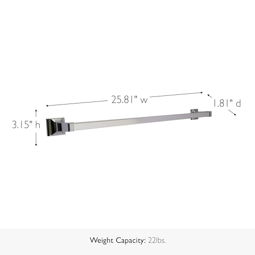 Image of Design House Millbridge 4 Piece Bathroom Accessory Set, Towel Bar, Robe Hook, Toilet Paper Holder, Towel Ring, Easy Installation, Polished Chrome, 25.81 in L x 1.97 in W x 6.44 in H, Item 534628