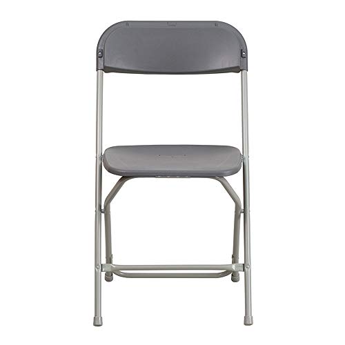 Image of Flash Furniture Hercules Series Plastic Folding Chairs for Parties and Weddings, Stackable Commercial Event Seats, Set of 10, Gray