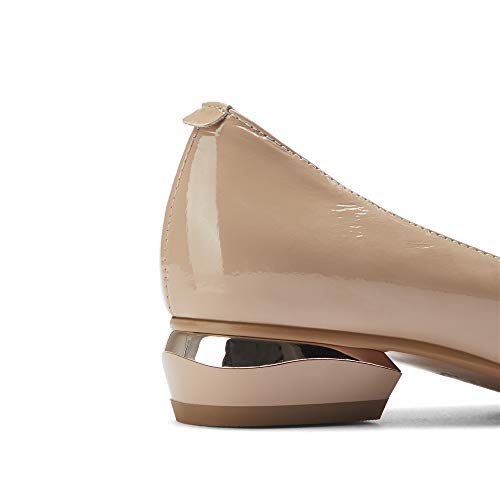 TinaCus Glossy Patent Leather Women's Handmade Cute Decor Pointed Toe Low Chunky Heel Slip On Comfortable Loafer Pump Shoes3