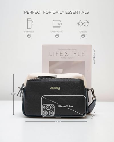 Image of Alldaily Small Triple Zip Crossbody Purse for Women, Vegan Leather Phone Bag with Wide Shoulder Strap