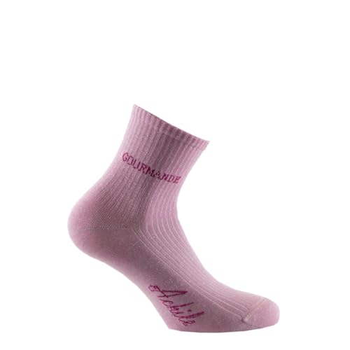 ACHILE - Socquettes brillantes à message 'GOURMANDE' fabrication française - couleur - Rose - Pointure - 35-41