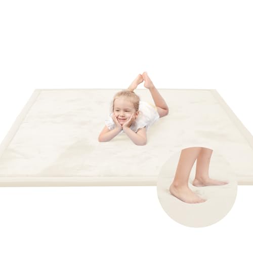 Image of Baby Play Mat for Floor,1.3 inch Thick Memory foam Tummy Time Mat for Toddlers,Infants,kids,Water-Repellent Soft Nursery Rug,Extra Large Non Slip for Crawling&Yoga,Tatami Style for Living Room(Cream)