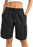 TARSE Bermuda Cargo Shorts Summer 2024 Trendy with Pockets Loose Fit Preppy Cute Pants Spring Outfits for Teen Girls Black