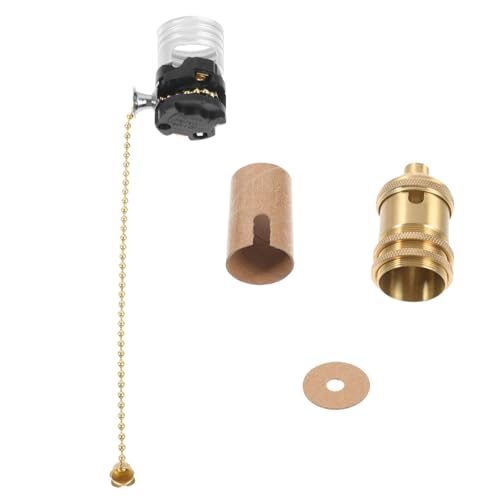 HOMSFOU Portalámparas Con Cadena De Tracción Portalámparas Con Rosca E27 De Latón Vintage Soporte De Luz Colgante Para Lámparas De Pie De Mesa, YL4CJ28XQS110XA0434TUQRH