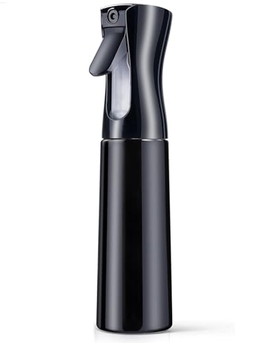 Image of Premium Continuous Mist Spray Bottle 300ml - Fine Mist Hair Spray Bottle, Leakproof & Refillable Water Sprayer for Hair Styling, Plants, Cleaning & Salon Use (Black)