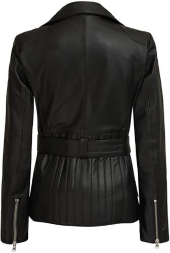 fjackets Women Leather Jacket - Real Lambskin Belted Style Leather Jackets Womens Stylish Asymmetrical Women's Leather Jacket3