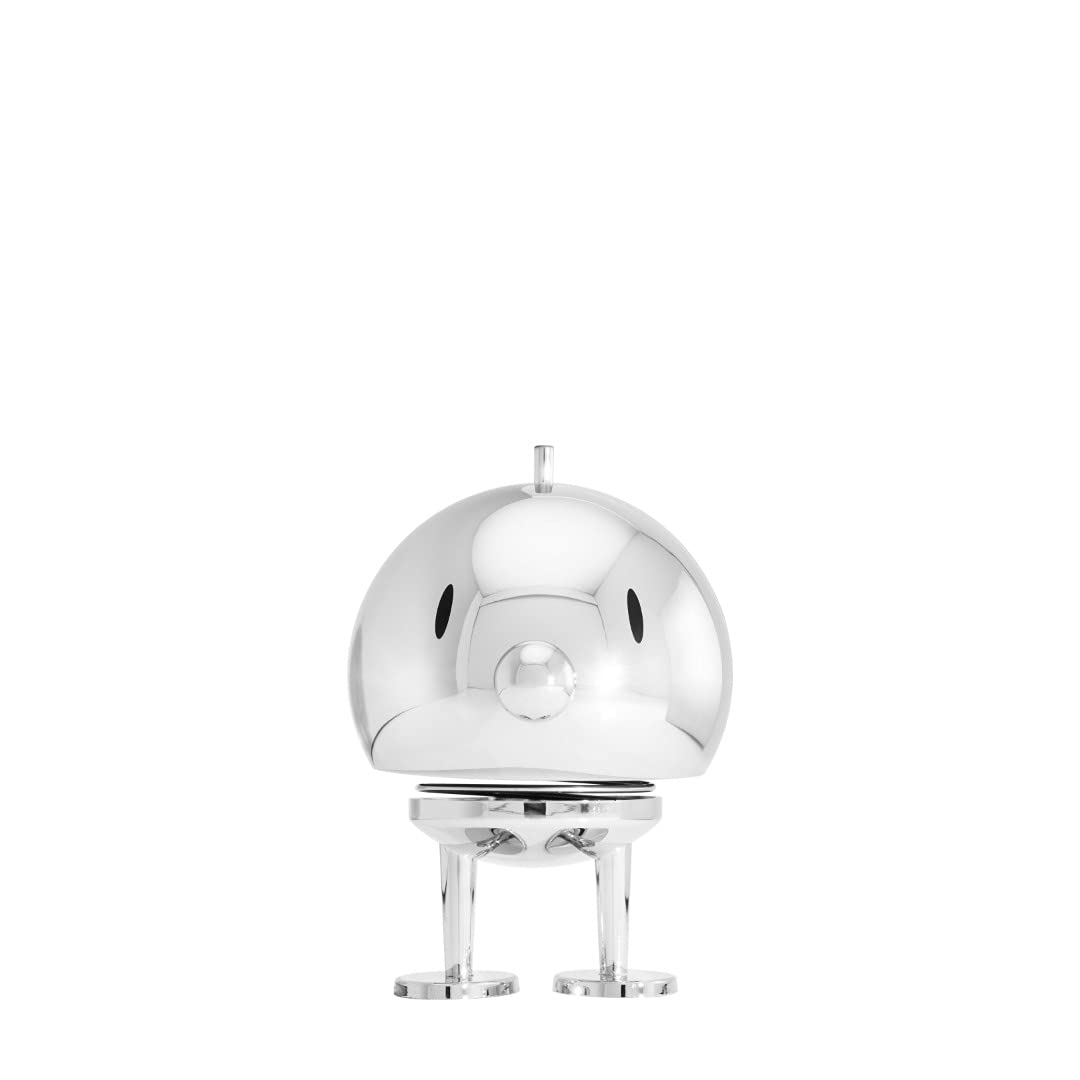 Hoptimist Bumble Wobbly Figure Decoration – Scandinavian Desk and Office Gadget – Fun Collectible Gift for Men and Women – Danish Design – ABS Plastic – 10.5 x 8.5 cm – Medium – Chrome