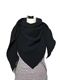 Musselintuch Schal Schwarz Uni Dreieckstuch Halstuch Damen XXL Wickelschal Tuch Stola Handmade Schal einlagig