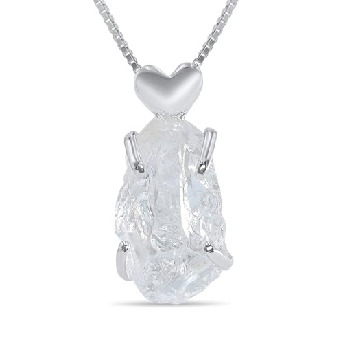 Natural raw clear quartz heart Pendant...
