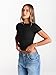 Trendy Queen Womens Boat Neck Tops Short Sleeve T-Shirts Slim Fitted Compression Summer Y2k Basic Clothes 2025 Black 2XL