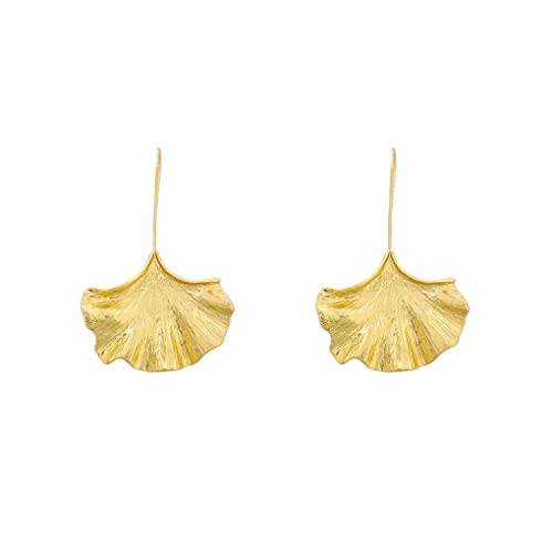 YIUPEDRFG 2 uds pendientes dorados de Ginkgo Biloba, pendientes de hoja, joyería creativa para mujer, Oro Cover