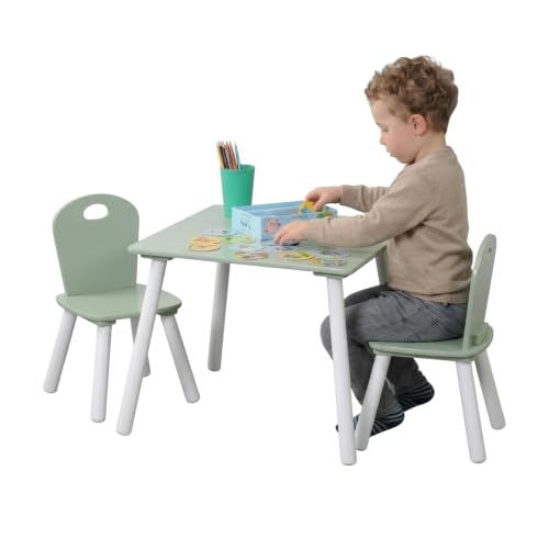 Kesper | Kindertisch mit 2 Stühlen, Weiß/Salbeigrün | 1773313
