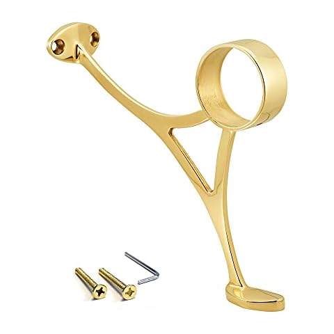 2" Dia. x 5-13/16" H Polished Brass Bar Footrail Combination Bracket for 2-inch Bar Rail Cover