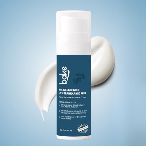 Image of BAKE 10% Azelaic Acid + 5% Tranexamic Acid Pigmentation Corrector Cream for Dark Spots, Pigmentation & Tan Removal | Fades Acne Marks & Scars | For All Skin Types | For Men & Women | 30g