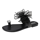 Ocasión: adecuado para paseos al aire libre, entretenimiento, ocio, bodas, fiestas y otras ocasiones, color robusto y elegante. Zapatillas de mujer cómodas con estrás planos chanclas de cristal Sandalias informales de playa de verano cómodas zapatillas romanas.