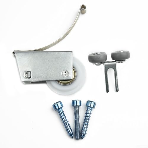 Yuanpgky Set di pulegge per ante scorrevoli dell'armadio, con carico massimo di 80 kg, per porte scorrevoli leggere, porte in vetro e porte del bagno, struttura in ferro con rullo da 2,5 cm