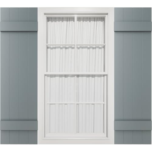 14"W x 43"H Mid-America Vinyl, Standard Size Four Board Joined Shutters, w/Installation Shutter-Lok's & Matching Screws (Per Pair), 419 - Storm Cloud by Mid America - Used condition - US$72.75