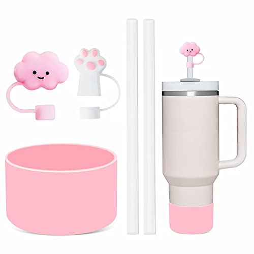 5 peças para acessório Stanley Cup, 2 canudos de silicone de substituição transparentes para Stanley