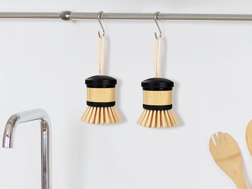 Image of Dish Brush, Palm Scrubber with Comfortable Grip for Dishes Kitchen Sink Vegetables Scrubbing, 6 Pack