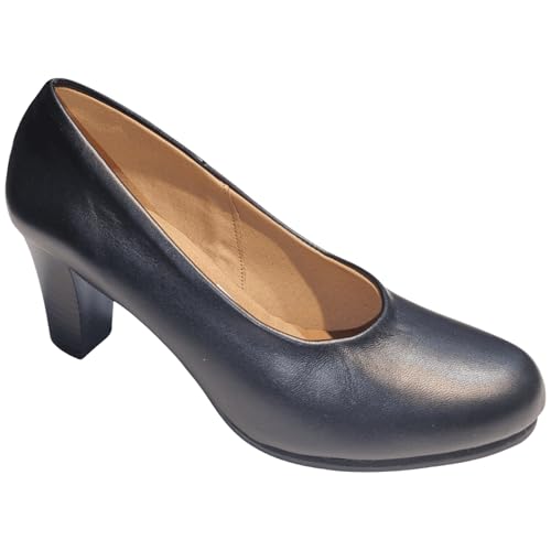 ARIADNA SÁNCHEZ Zapatos de Salón Mujer Cómodos 24 Horas Gaia, para Azafatas y Trabajo. Calzado de Piel Fabricados en España, Tacón Alto (Negro, Sistema Tallas Calzado EU, Adulto, Números, Ancho, 36)