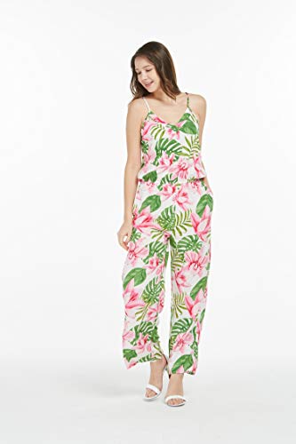 Image of Matchable Family Hawaiian Luau V Neck Jumpsuit, Lotus and Orchid, Women, Medium