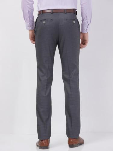 Image of Raymond Men Slim Fit Checks Pattern Polyester Blend Flat Front Formal Trouser
