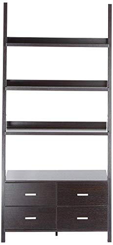 Colella Leaning 4-Drawer Ladder Bookcase Cappuccino #TOP1