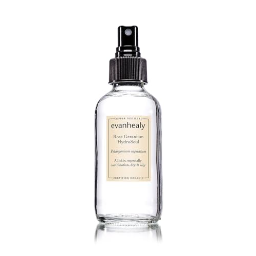 evanhealy Rose Geranium HydroSoul | Copper Distilled Hydrosol | Gentle, Astringent Organic Facial Tonic | Balancing Face Toner for Dry, Oily, Combination, Teen Skin