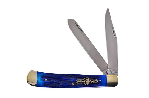 German Bull Brand Pocket Knife 010BLPB Large Trapper Blue Bone
