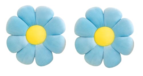 Image of RVA Sunflower Cushion Floor Pillow Flower Shape Cushion Cute Seating Pad Sunflower Chair Cushion Throw Pillow for Home Decoration for Bed Couch Chair Car Office (Pack of 2) (35 Cm) (Blue)