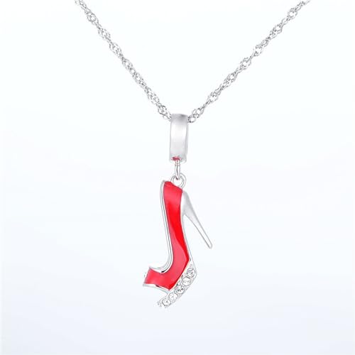 Abalorio de plata S925 zapato de mujer para evitar joyas sin vida con un tacón rojo 3