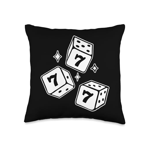 777 Lucky Dice Angel Number Blackwork Throw Pillow