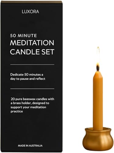 Australian Beeswax Candles Set of 20 with Brass Holders